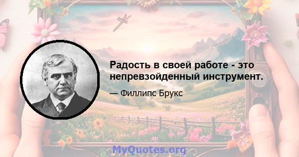 Радость в своей работе - это непревзойденный инструмент.