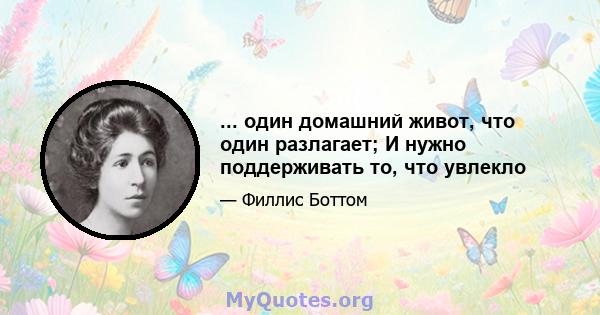 ... один домашний живот, что один разлагает; И нужно поддерживать то, что увлекло