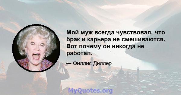 Мой муж всегда чувствовал, что брак и карьера не смешиваются. Вот почему он никогда не работал.