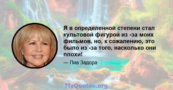 Я в определенной степени стал культовой фигурой из -за моих фильмов, но, к сожалению, это было из -за того, насколько они плохи!