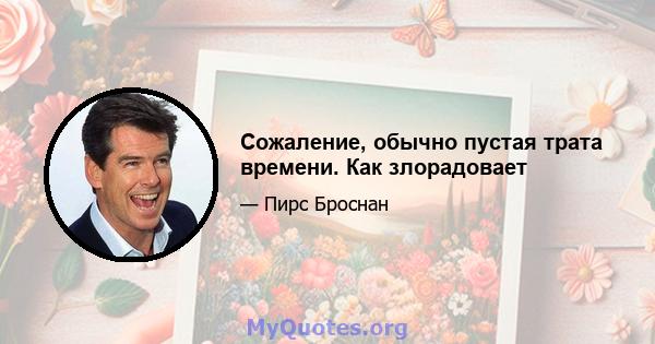 Сожаление, обычно пустая трата времени. Как злорадовает