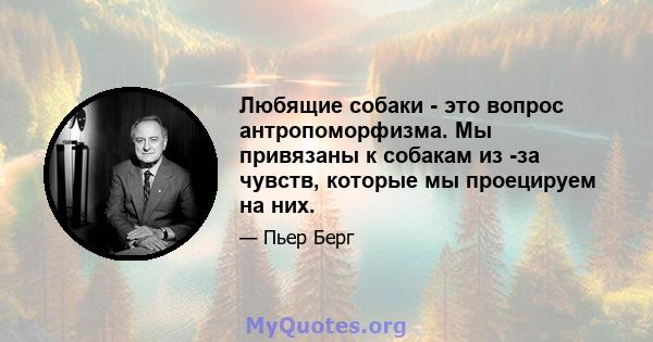 Любящие собаки - это вопрос антропоморфизма. Мы привязаны к собакам из -за чувств, которые мы проецируем на них.