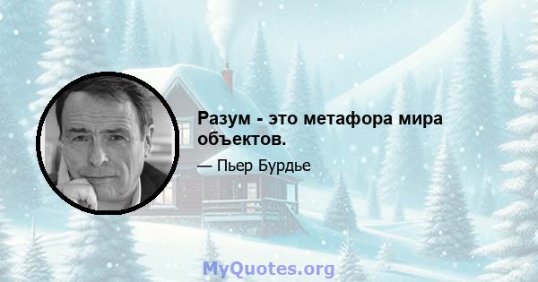 Разум - это метафора мира объектов.