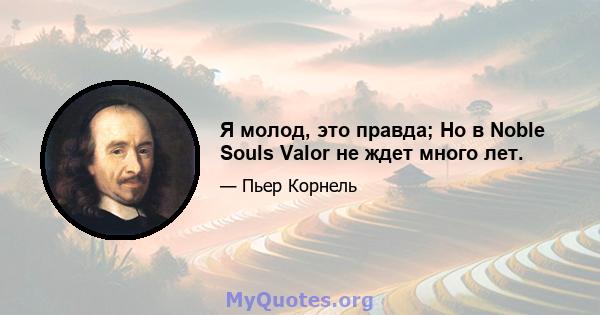 Я молод, это правда; Но в Noble Souls Valor не ждет много лет.