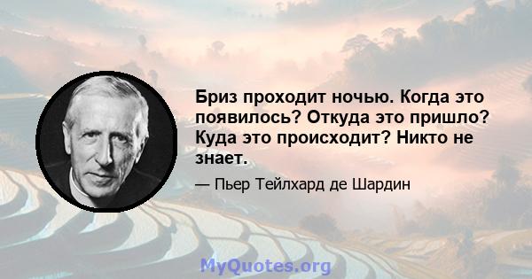 Бриз проходит ночью. Когда это появилось? Откуда это пришло? Куда это происходит? Никто не знает.