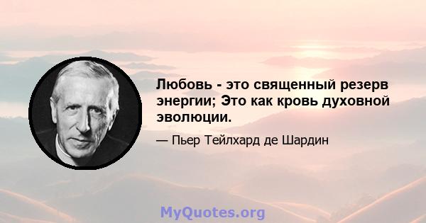 Любовь - это священный резерв энергии; Это как кровь духовной эволюции.