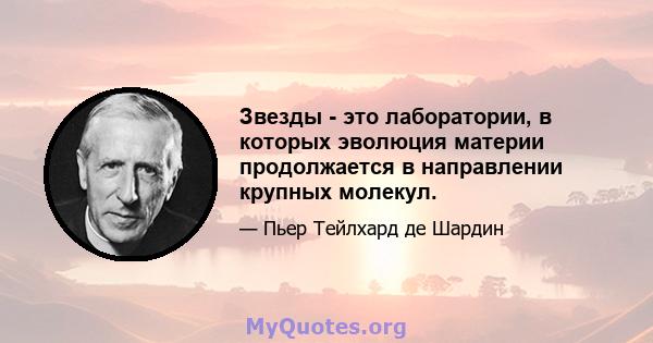 Звезды - это лаборатории, в которых эволюция материи продолжается в направлении крупных молекул.