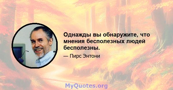 Однажды вы обнаружите, что мнения бесполезных людей бесполезны.