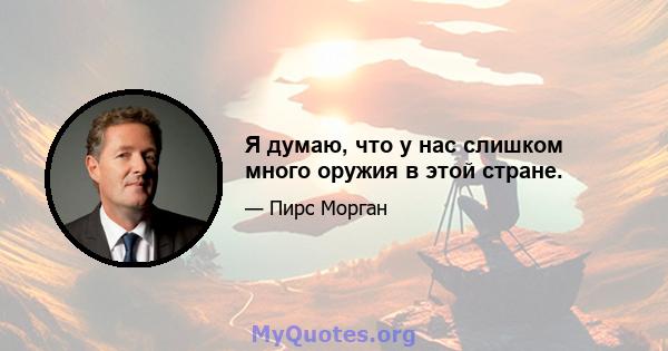 Я думаю, что у нас слишком много оружия в этой стране.