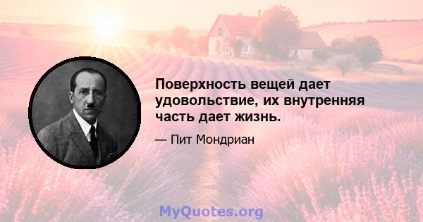 Поверхность вещей дает удовольствие, их внутренняя часть дает жизнь.