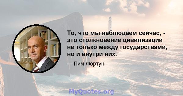 То, что мы наблюдаем сейчас, - это столкновение цивилизаций не только между государствами, но и внутри них.