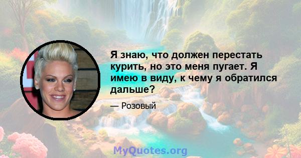 Я знаю, что должен перестать курить, но это меня пугает. Я имею в виду, к чему я обратился дальше?