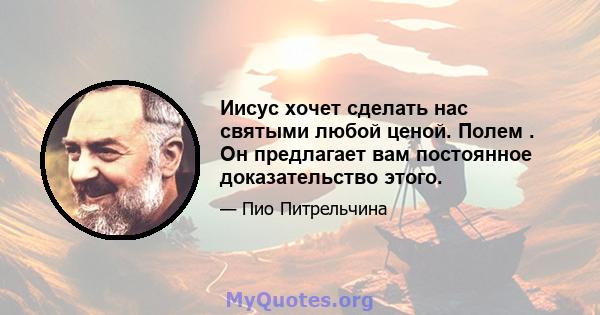 Иисус хочет сделать нас святыми любой ценой. Полем . Он предлагает вам постоянное доказательство этого.