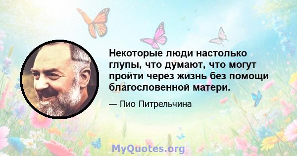 Некоторые люди настолько глупы, что думают, что могут пройти через жизнь без помощи благословенной матери.