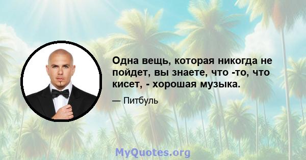 Одна вещь, которая никогда не пойдет, вы знаете, что -то, что кисет, - хорошая музыка.