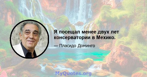 Я посещал менее двух лет консерватории в Мехико.