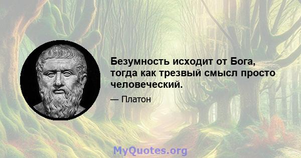 Безумность исходит от Бога, тогда как трезвый смысл просто человеческий.