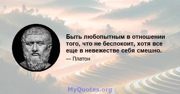 Быть любопытным в отношении того, что не беспокоит, хотя все еще в невежестве себя смешно.