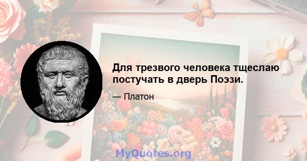 Для трезвого человека тщеслаю постучать в дверь Поэзи.