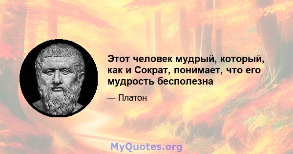 Этот человек мудрый, который, как и Сократ, понимает, что его мудрость бесполезна