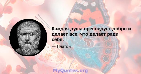 Каждая душа преследует добро и делает все, что делает ради себя.