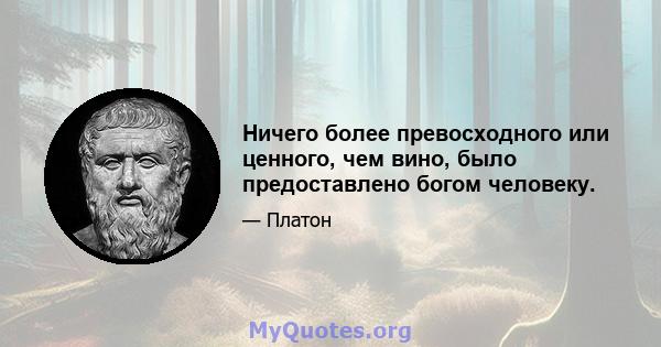 Ничего более превосходного или ценного, чем вино, было предоставлено богом человеку.