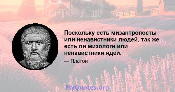 Поскольку есть мизантропосты или ненавистники людей, так же есть ли мизологи или ненавистники идей.