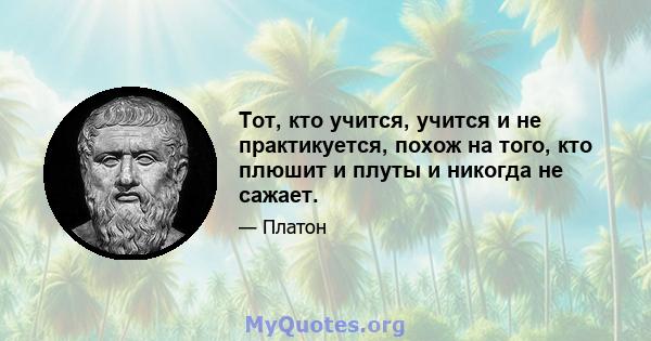 Тот, кто учится, учится и не практикуется, похож на того, кто плюшит и плуты и никогда не сажает.