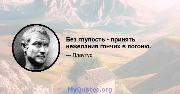 Без глупость - принять нежелания гончих в погоню.