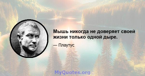 Мышь никогда не доверяет своей жизни только одной дыре.