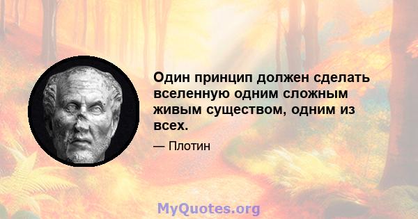 Один принцип должен сделать вселенную одним сложным живым существом, одним из всех.