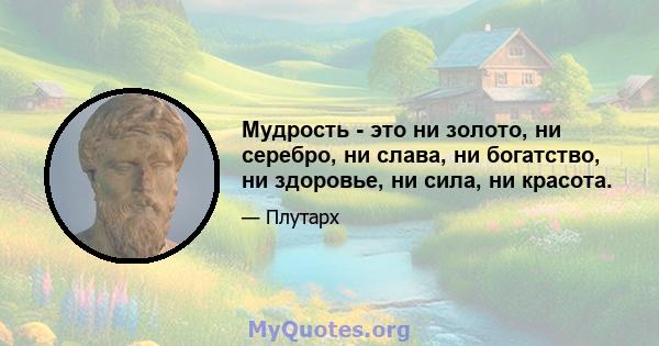 Мудрость - это ни золото, ни серебро, ни слава, ни богатство, ни здоровье, ни сила, ни красота.