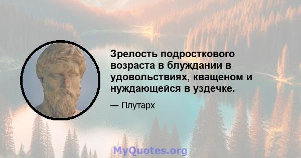 Зрелость подросткового возраста в блуждании в удовольствиях, кващеном и нуждающейся в уздечке.