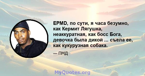 EPMD, по сути, я часа безумно, как Кермит Лягушка, неаккуратная, как босс Бога, девочка была дикой ... съела ее, как кукурузная собака.