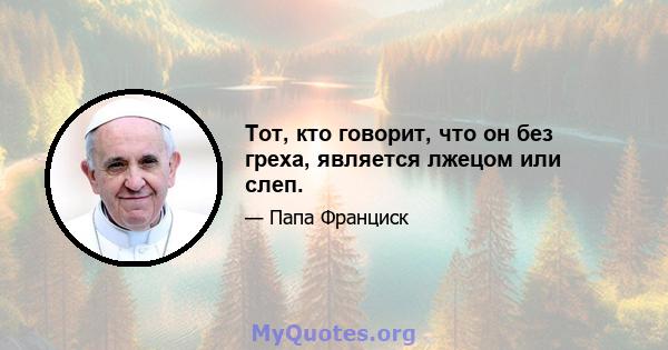 Тот, кто говорит, что он без греха, является лжецом или слеп.