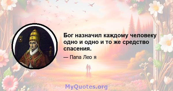 Бог назначил каждому человеку одно и одно и то же средство спасения.