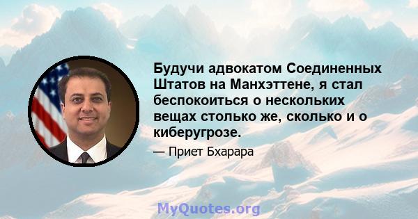 Будучи адвокатом Соединенных Штатов на Манхэттене, я стал беспокоиться о нескольких вещах столько же, сколько и о киберугрозе.