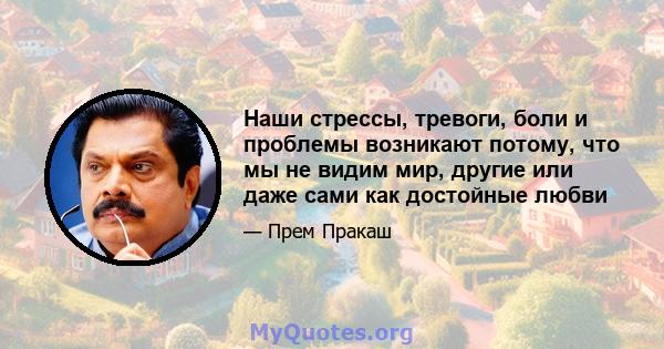 Наши стрессы, тревоги, боли и проблемы возникают потому, что мы не видим мир, другие или даже сами как достойные любви