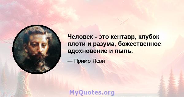 Человек - это кентавр, клубок плоти и разума, божественное вдохновение и пыль.