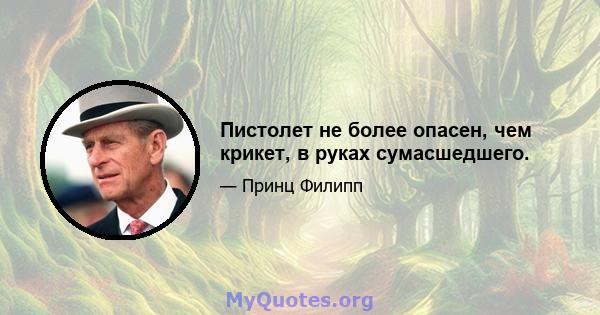 Пистолет не более опасен, чем крикет, в руках сумасшедшего.