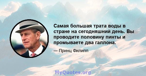 Самая большая трата воды в стране на сегодняшний день. Вы проводите половину пинты и промываете два галлона.