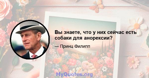 Вы знаете, что у них сейчас есть собаки для анорексии?