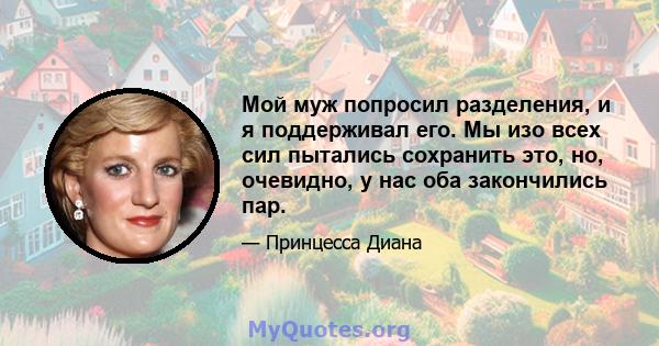 Мой муж попросил разделения, и я поддерживал его. Мы изо всех сил пытались сохранить это, но, очевидно, у нас оба закончились пар.