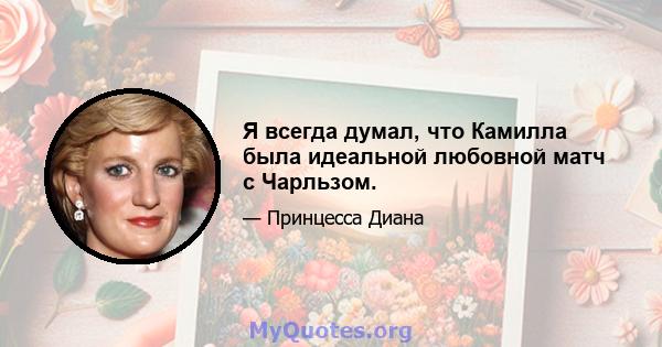 Я всегда думал, что Камилла была идеальной любовной матч с Чарльзом.