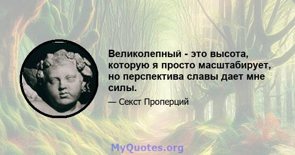 Великолепный - это высота, которую я просто масштабирует, но перспектива славы дает мне силы.