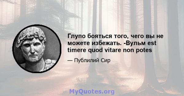 Глупо бояться того, чего вы не можете избежать. -Вульм est timere quod vitare non potes