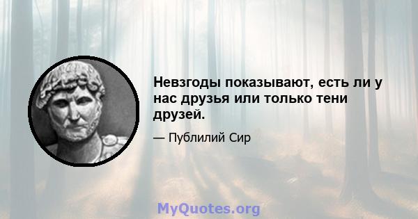 Невзгоды показывают, есть ли у нас друзья или только тени друзей.