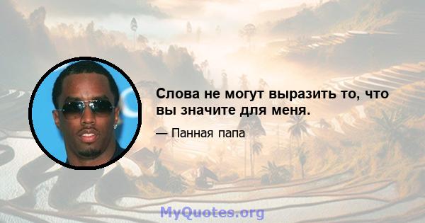 Слова не могут выразить то, что вы значите для меня.