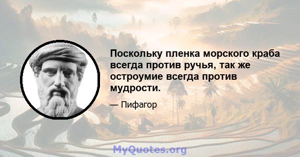 Поскольку пленка морского краба всегда против ручья, так же остроумие всегда против мудрости.