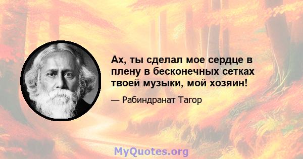 Ах, ты сделал мое сердце в плену в бесконечных сетках твоей музыки, мой хозяин!